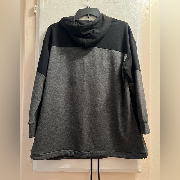 Plus size- black and grey hoodie sweatshirt - Picture 2 of 2
